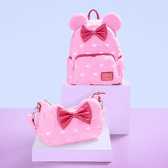 Minnie Mouse Exclusive Hearts Strawberry Scented Sherpa Crossbody Bag