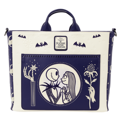 The Nightmare Before Christmas Jack Skellington & Sally Night Sky Convertible Backpack and Tote Crossbody Bag