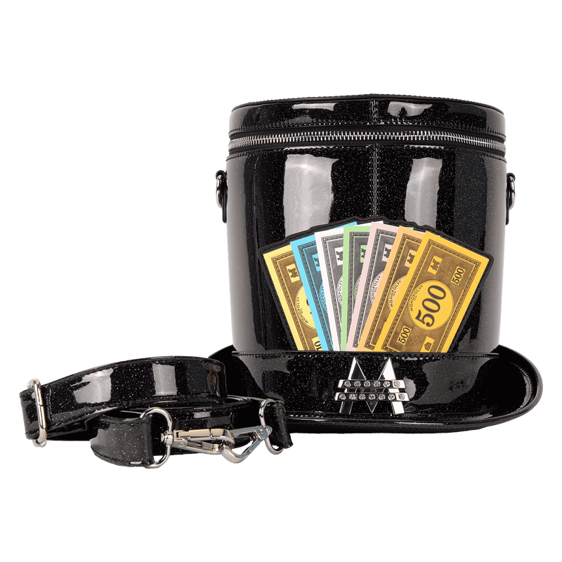 Monopoly 90th Anniversary Top Hat Glitter Figural Crossbody Bag