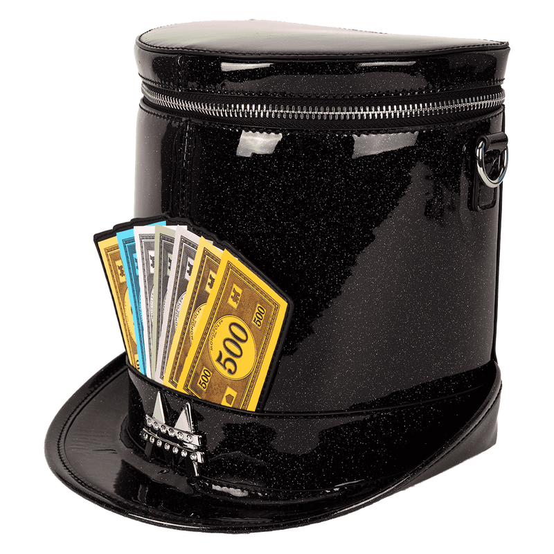 Monopoly 90th Anniversary Top Hat Glitter Figural Crossbody Bag