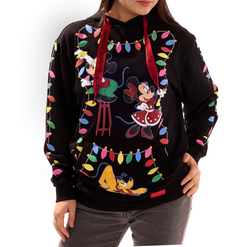 Mickey & Friends Holiday String Lights Glow Unisex Hoodie