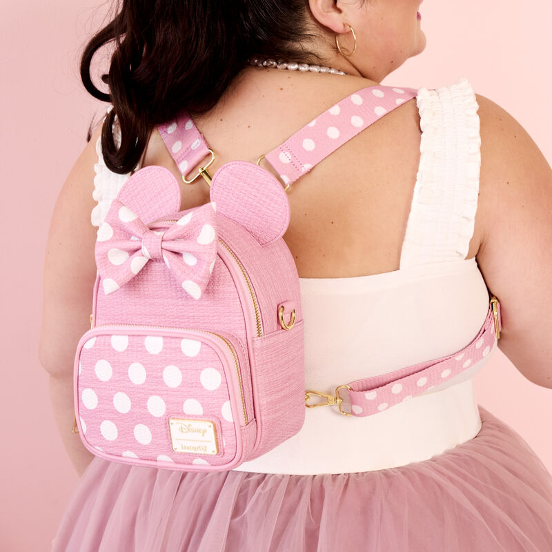 Minnie Mouse Woven Texture Convertible Mini Backpack & Crossbody Bag