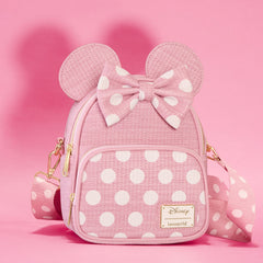 Minnie Mouse Woven Texture Convertible Mini Backpack & Crossbody Bag