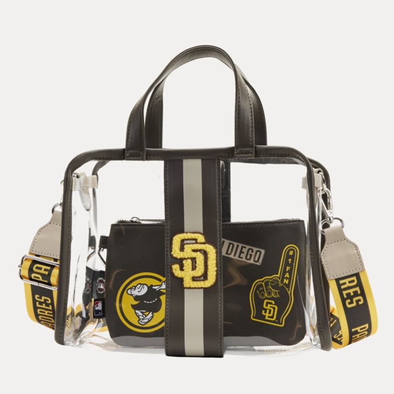 MLB SD Padres Clear Tote Crossbody Stadium Bag with Pouch