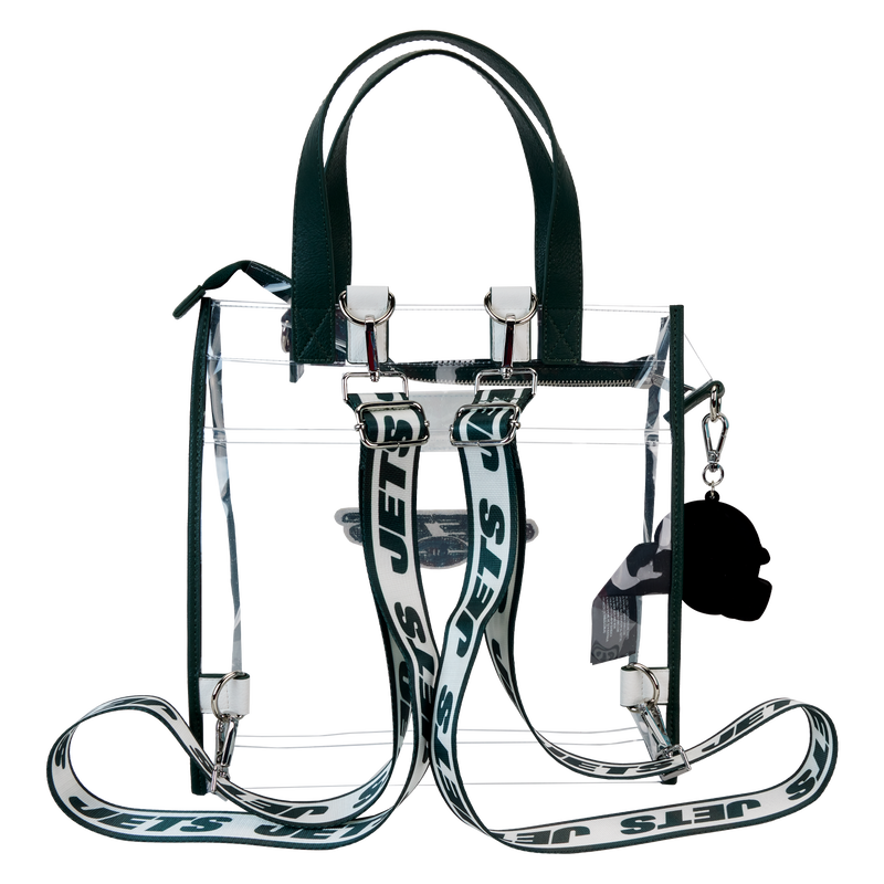 NFL New York Jets Clear Convertible Backpack & Tote Crossbody Stadium Bag