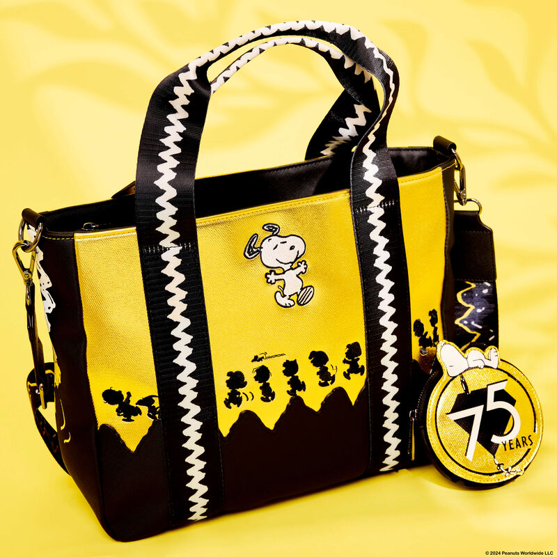Peanuts 75th Anniversary Snoopy & Gang Tote Crossbody Bag With Coin Bag