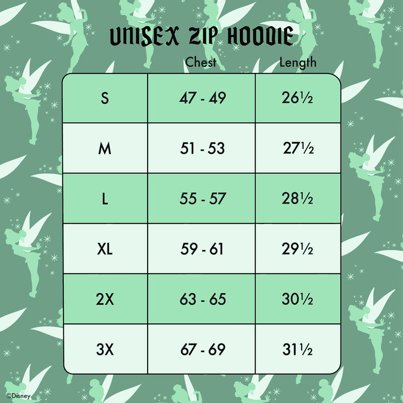 Peter Pan Tinker Bell Ribbon Unisex Zip Up Hoodie