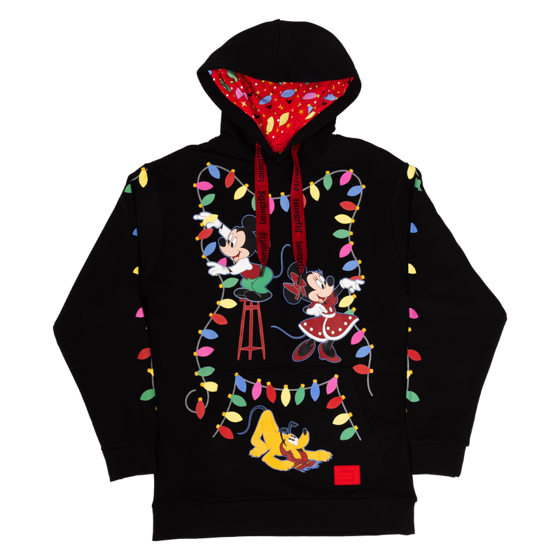 Mickey & Friends Holiday String Lights Glow Unisex Hoodie