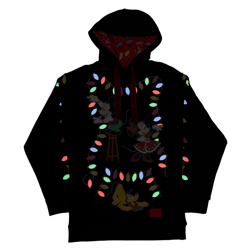 Mickey & Friends Holiday String Lights Glow Unisex Hoodie