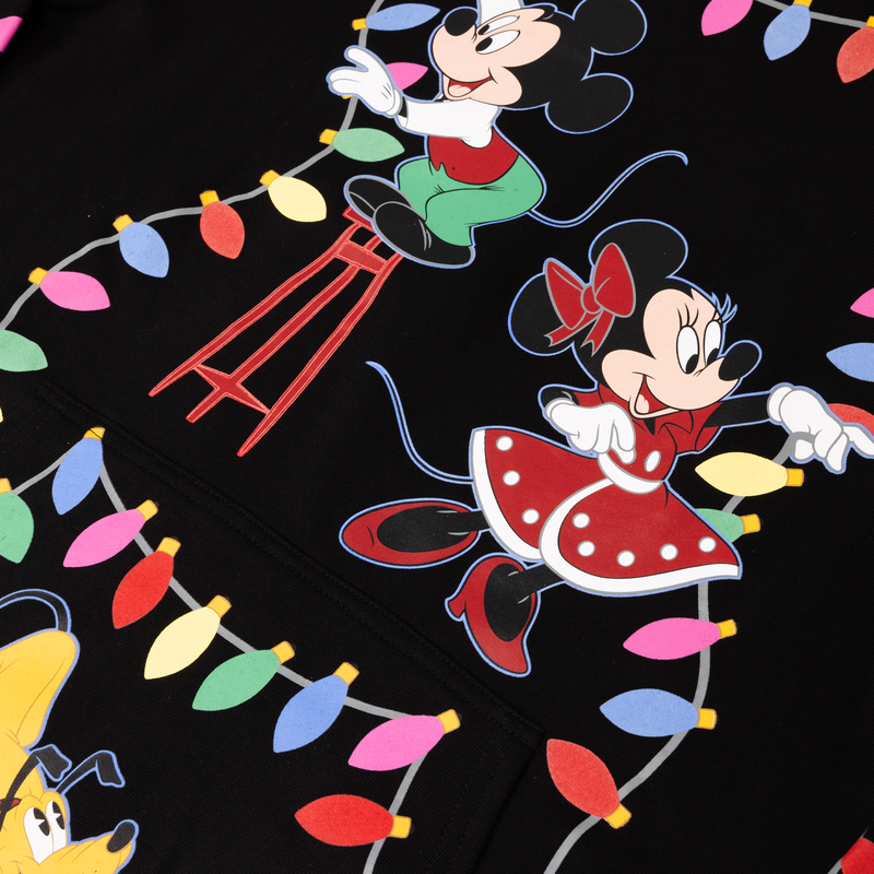 Mickey & Friends Holiday String Lights Glow Unisex Hoodie