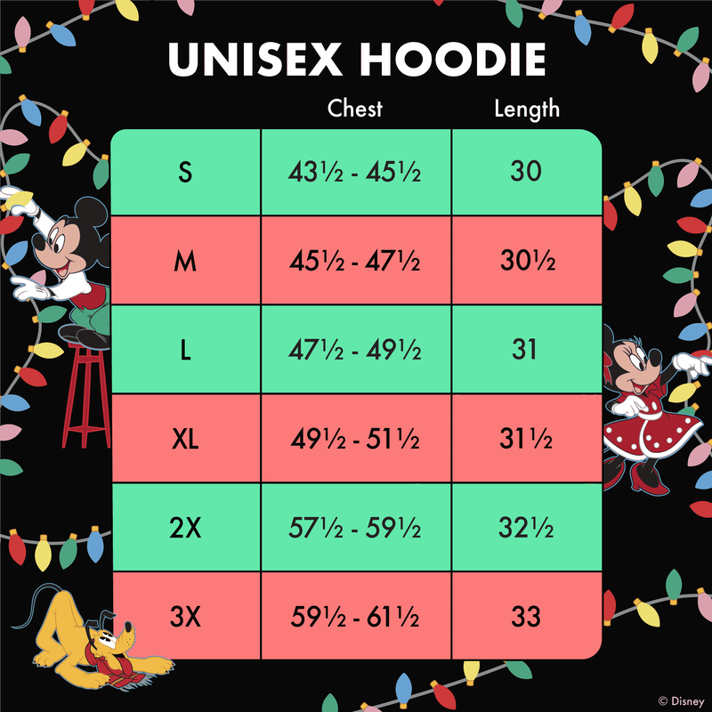 Mickey & Friends Holiday String Lights Glow Unisex Hoodie
