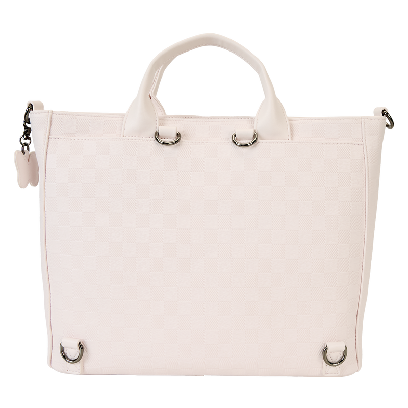 Minnie Mouse Checkered Texture Convertible Backpack & Tote Crossbody Bag