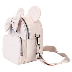 Minnie Mouse Checkered Texture Convertible Mini Backpack & Crossbody Bag