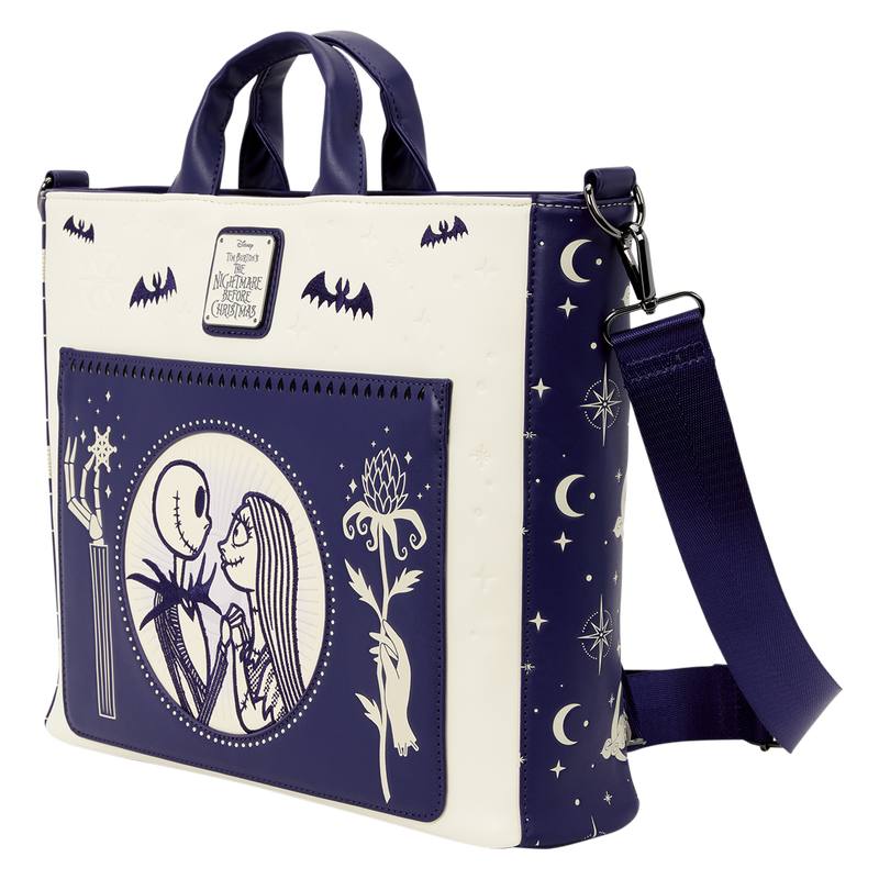 The Nightmare Before Christmas Jack Skellington & Sally Night Sky Convertible Backpack and Tote Crossbody Bag